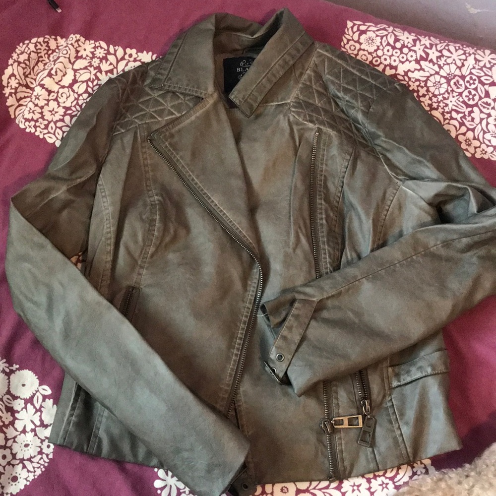 Washed out faux leather jacket 🌚